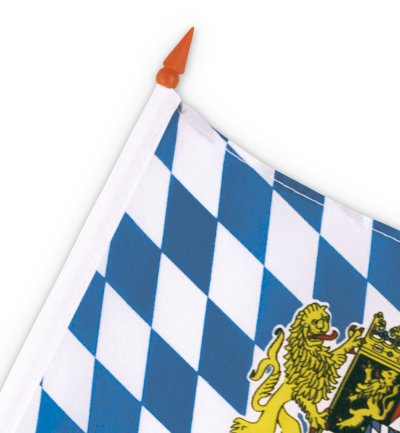 Bayern Fahne mit Holzstab und Bayern-Wappen Oktoberfest