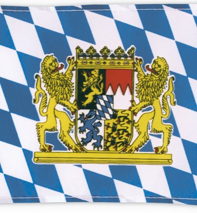 Bayern Fahne mit Holzstab und Bayern-Wappen Oktoberfest