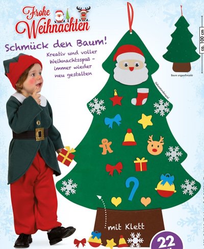 DIY Weihnachtsbaum Filz, 22PCS Filz DIY Weihnachtsbaum, mit abnehmbaren Ornamenten Weihnachten Geschenk Filz Für Home/Tür/Wand Hängend Dekor, Advent