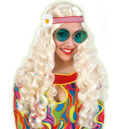 Perücke Hippie-Style mit Haarband Langhaar-Perücke