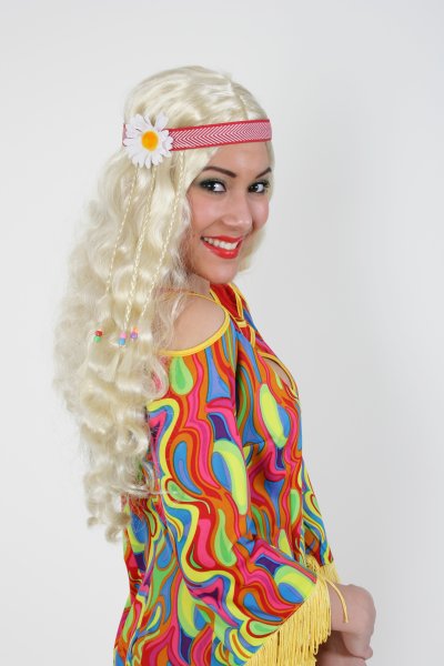Perücke Hippie-Style mit Haarband Langhaar-Perücke