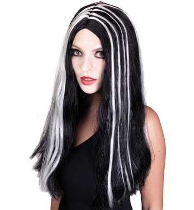 Perücke Hexe, schwarz/silber, Halloween, Kunsthaare, Hex-Hex, verzaubernd