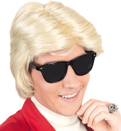 Kult Schlager Kostüm Set, Blonde Perücke & Schwarze Sonnenbrille – für Mallorca Party, Schlagerparty, Après-Ski, Karneval & Mottoparty