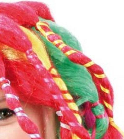 Perücke "Sally", multicolor, lange Dreadlocks in grün-rot-gelb