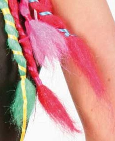 Perücke "Sally", multicolor, lange Dreadlocks in grün-rot-gelb