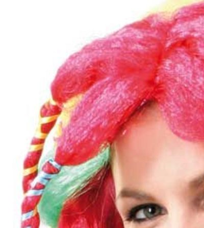 Perücke "Sally", multicolor, lange Dreadlocks in grün-rot-gelb