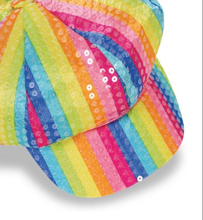 Mütze Regenbogen Paillettenmütze Kappe Sommer Hippie