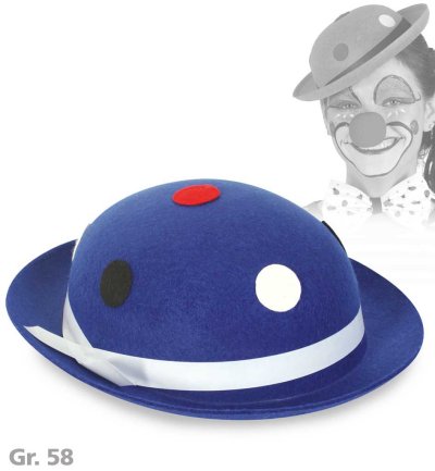 Clownhut, sortierte Farben, mit Punkten, Gr. 58 cm, Karneval, Mottoparty, Accessoire