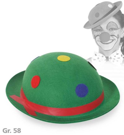 Clownhut, sortierte Farben, mit Punkten, Gr. 58 cm, Karneval, Mottoparty, Accessoire