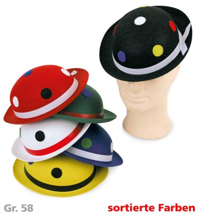 Clownhut, sortierte Farben, mit Punkten, Gr. 58 cm, Karneval, Mottoparty, Accessoire