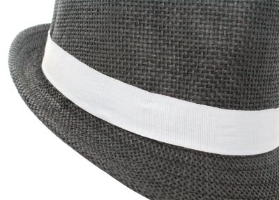 Trilby "Mafioso" schicker Party-Hut in grau mit weißem Hutband