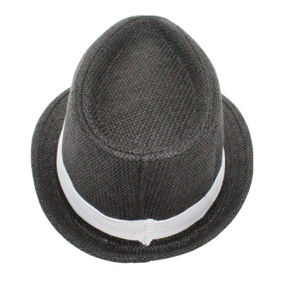 Trilby "Mafioso" schicker Party-Hut in grau mit weißem Hutband