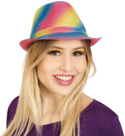 Trilby Hut bunt Sommerhut Regenbogenfarben Pride Reggae Hippie Hut Party Hut 70er Jahre