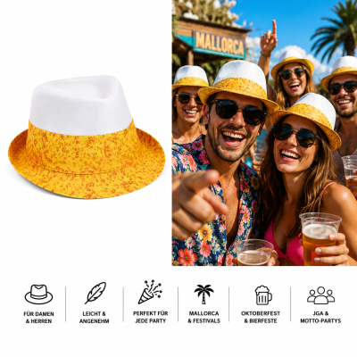 Bier Partyhut Trilby im Fedora Style – Lustiger Mallorca & Festival Hut