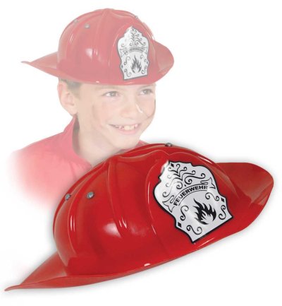 Feuerwehrhelm rot Helme Kinder Accessoires Rollenspiel Theater Feuerwehrmann