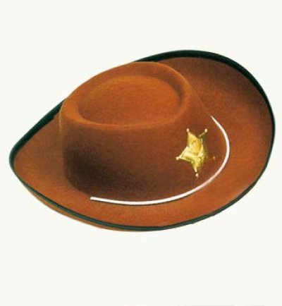 Cowboyhut, Größe 57 cm, rot, braun, schwarz, Sheriff, Western, Karneval,