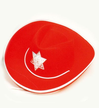 Cowboyhut, Größe 57 cm, rot, braun, schwarz, Sheriff, Western, Karneval,