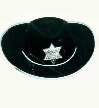 Cowboyhut, Größe 57 cm, rot, braun, schwarz, Sheriff, Western, Karneval,