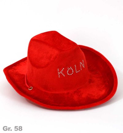 Cowboyhut Köln, Gr. 58 cm, Karneval, Mottoparty, Köln, Dekoration