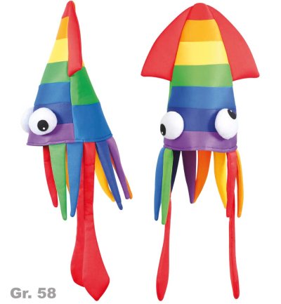 Hut "Oktopus", Tintenfisch, Bunt, Mütze, Tiermütze, Tierkostüm, Karneval, Fasching, Mottoparty