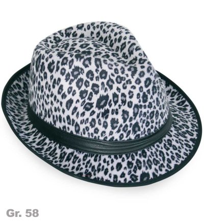 Hut Trilby Leo-Design, sortierte Farben, Gr. 58 cm, Samtoptik, Mottoparty, Partyhut, Karneval, Trilby Hut, Fashion Hut, Discohut
