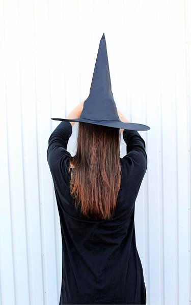 Hexenhut in Schwarz, Schlicht gehalten, Kopfbedeckung, Zauberer, Hexe