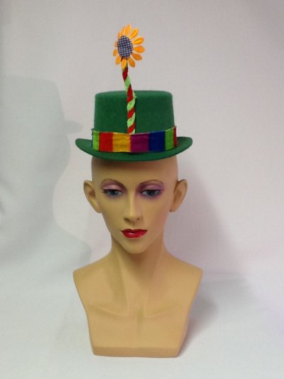 Hütchen mit Blume, sortierte Farben, Gr. 44 cm, Karneval, Mottoparty, Accessoire