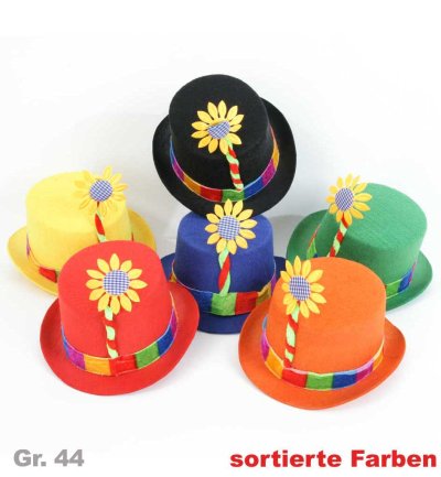 Hütchen mit Blume, sortierte Farben, Gr. 44 cm, Karneval, Mottoparty, Accessoire