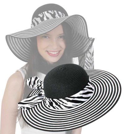 Hut Lady, Sommerhut, Zebra-Look mit Hutband, Sonnenschutz, Urlaub
