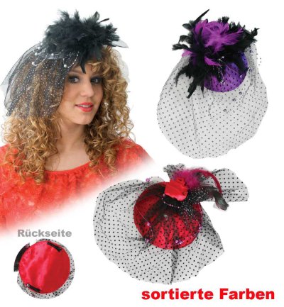 Fascinator Chic, sortierte Designs, Fascinator, Minihut, Karneval, Accessoire
