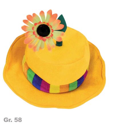 Hut mit Blume, sortierte Farben, Gr. 58 cm, Karneval, Mottoparty, Accessoire, Fasching