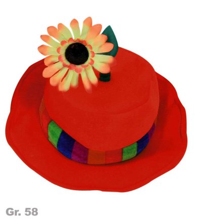 Hut mit Blume, sortierte Farben, Gr. 58 cm, Karneval, Mottoparty, Accessoire, Fasching
