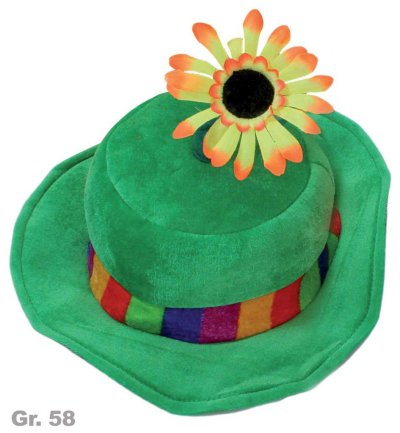 Hut mit Blume, sortierte Farben, Gr. 58 cm, Karneval, Mottoparty, Accessoire, Fasching