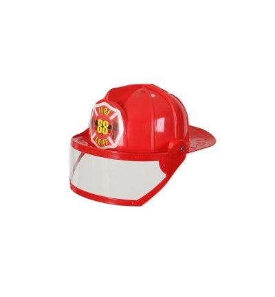 Feuerwehr-Helm mit beweglichem Visier rot Größe variabel Feuerwehrchef Rollenspiel