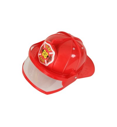 Feuerwehr-Helm mit beweglichem Visier rot Größe variabel Feuerwehrchef Rollenspiel