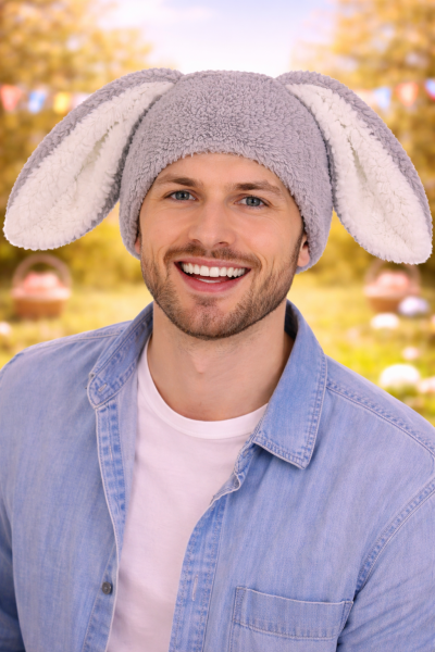 Plüsch-Mütze Hase für Erwachsene mit Hasenohren Häschen Osterhase