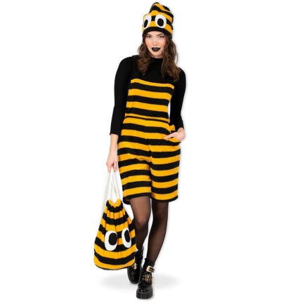 Kostüm Set Hummel Biene Latzhose und Turnbeutel Hummelkostüm Bienenkostüm Damenkostüm