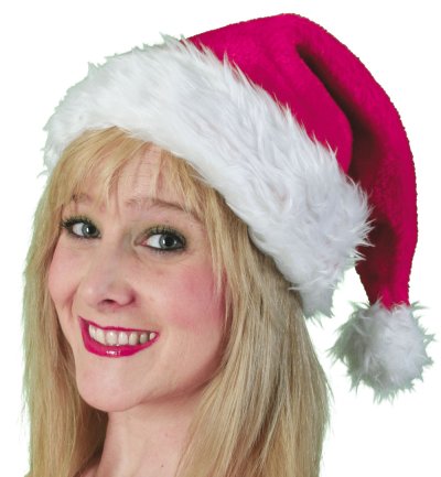 Mütze "Nikolaus" Plüsch pink Weihnachtsmütze Kopfbedeckung