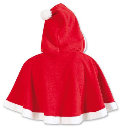 Nikolaus-Gugel in rot-weiß Cape mit Kapuze und Bommel Weihnachtsmann Umhang kurz Überwurf