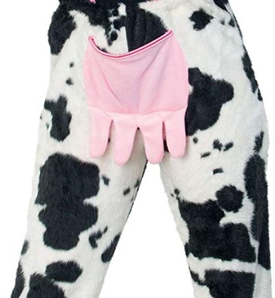 Damenkostüm-Set, 2-teilig Kuhhose mit Herz und Hut, schwarz - weiß | Größen: M, XL, XXXL | Tierkostüm