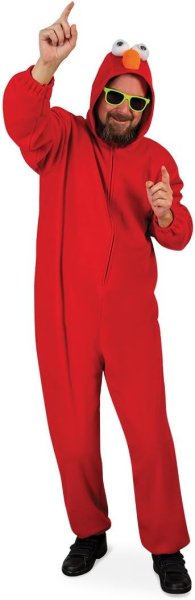 Erwachsenenkostüm Kuschelmonster Overall in rot mit Kapuze Onesie