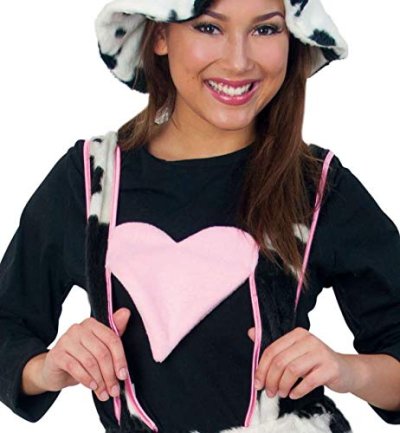 Damenkostüm-Set, 2-teilig Kuhhose mit Herz und Hut, schwarz - weiß | Größen: M, XL, XXXL | Tierkostüm