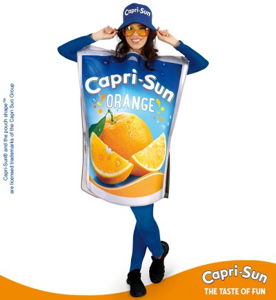 Capri-Sun Orange Kostüm – Offizielles Getränkepackung Outfit für Erwachsene in Einheitsgröße, lustiges Unisex Lizenzprodukt