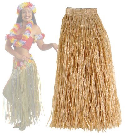 Hularock, natur, mit Gummizug, Länge ca. 54 cm, Mottoparty, Karneval, Strand, Urlaub, Party