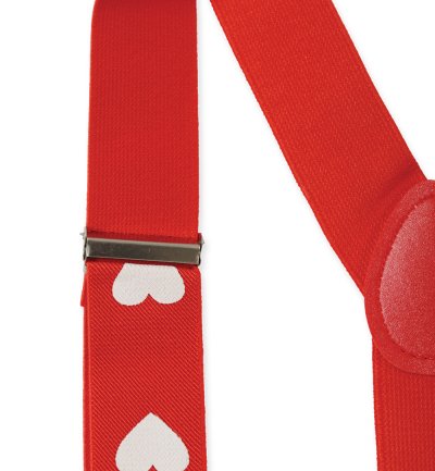 Hosenträger Rot mit weißen Herzen – Accessoire für Erwachsene Köln Herzmotiv Herzchen Einheitsgröße