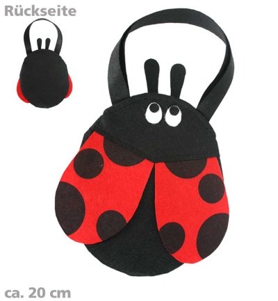 Filztasche Marienkäfer, ca. 20 cm, Tasche, Mottoparty, Karneval