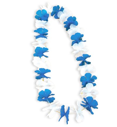 Hawaiikette blau/weiß Volksfest Wiesn Blumenkette Party