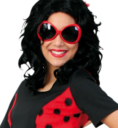 Zubehör-Set Marienkäfer, 2-tlg. Haarreif mit Fühler und Brille, rot, schwarz, Tierkostüm
