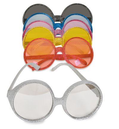Sixties-Brille für Erwachsene in 6 Verschiedenen Farben Glitzerbrille Partybrille