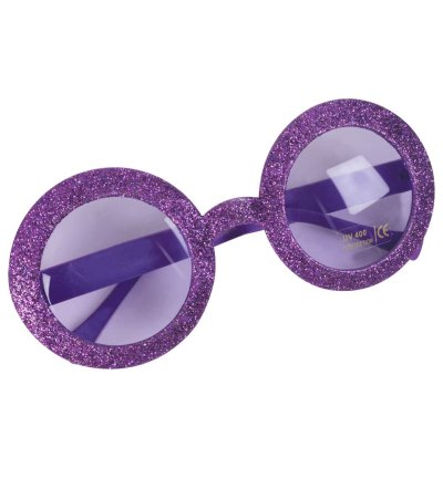 Glitterbrille in verschiedenen Farben, Party, runde Spass-Brille, UV 400